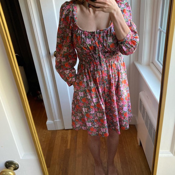 Jcrew x Liberty London Cinched-Waist Organic Cotton Mini Dress Size 6 - Picture 6 of 7